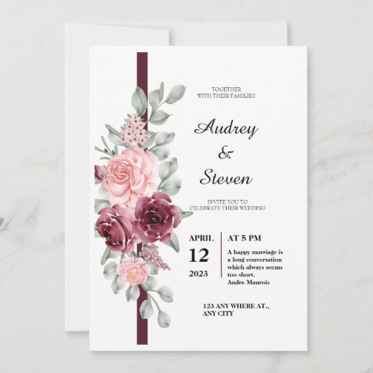 Invitation Rose rose rose (Devant)