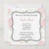 Invitation Rose Rose Rose Baby Girl Photo Christening (Dos)
