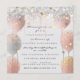 Invitation Rose Rose Rose Ballon Doux 16e bébé nuptiale Gris