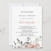 Invitation Rose rose rose classique Bat mitzvah (Devant)