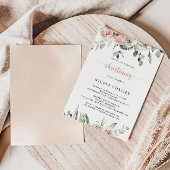 Invitation Rose rose rose classique Christening floral