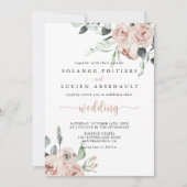 Invitation Rose rose rose classique Mariage (Devant)