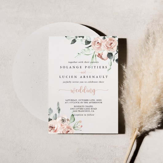 Invitation Rose rose rose classique Mariage