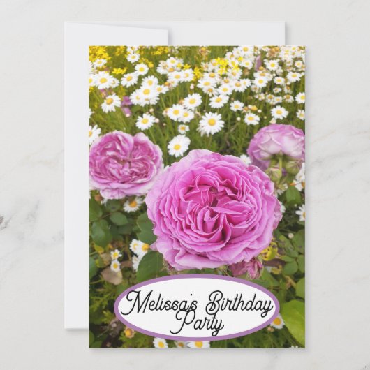 Invitation Rose rose Rose Fleur Floral Jolies Filles (Devant)