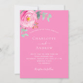 Invitation Rose rose rose fleurie mariage (Devant)