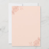 Invitation Rose Rose Rose Gold Fleurs Outline Floral Quincean (Dos)