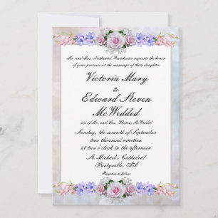 Invitation Rose rose rose Mariage Silver Bokeh