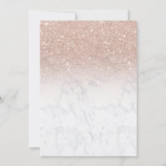 Invitation Rose rose rose or parties scintillant marbre blanc (Dos)
