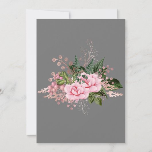 INVITATION ROSE ROSE ROSE OR TRIM ÉLÉGANT MARIAGE GRAS (Dos)