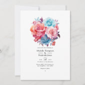 Invitation Rose rose, rose pâle, turquoise et Mariage bleu (Devant)