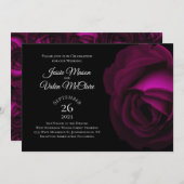 Invitation Rose rose rose rose foncée Gothique Mariage élégan (Devant / Derrière)