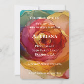 Invitation Rose rose rose rose Jaune Floral Anniversaire (Devant)