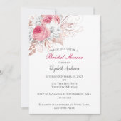 Invitation Rose Rose Rose Rose Or Floral Fête des mariées ten (Devant)