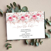 Invitation Rose Rose Rose Rose Or mariage floral Enregistrer