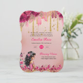 Invitation Rose rose rose rose or Quinceanera robe Roses flor (Debout devant)