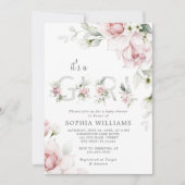 Invitation Rose rose rose rose pâle C'est un Baby shower fémi (Devant)