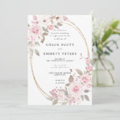 Invitation Rose Rose Rose Rose Rose Floral Mariage (Debout devant)