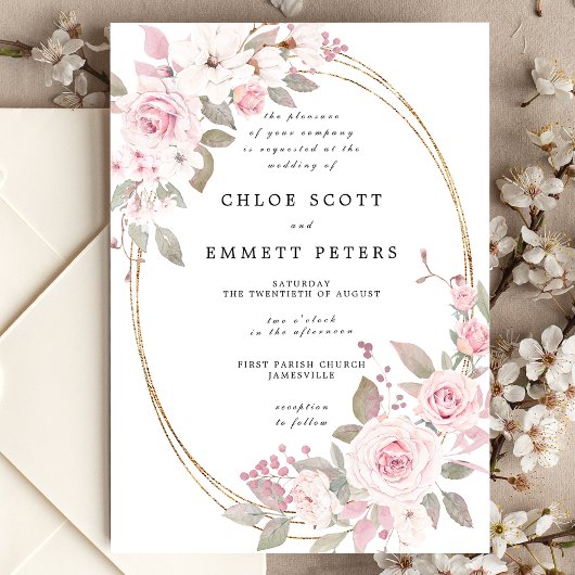 Invitation Rose Rose Rose Rose Rose Floral Mariage