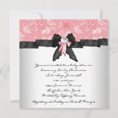 Invitation Rose rose rose rose rose noir bébé fille douche (Dos)