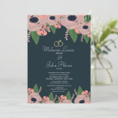 Invitation Rose rose rose rose vierge de verdure Mariage bota (Debout devant)