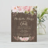 Invitation Rose rose rose Russe Lumière Premier anniversaire (Debout devant)