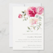Invitation Rose rose rouge rose rose rose clair Boho Baby sho (Devant)