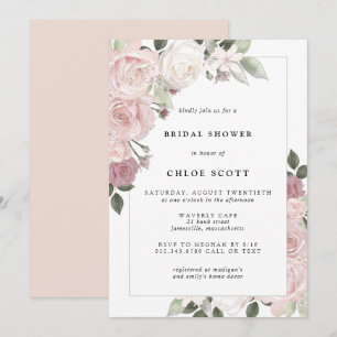 Invitation Rose rose rousse Rustique Floral nuptiale