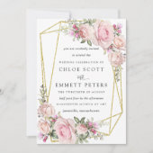 Invitation Rose rose rousse Rustique Mariage floral (Devant)