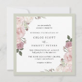 Invitation Rose rose rousse Rustique Mariage floral (Devant)