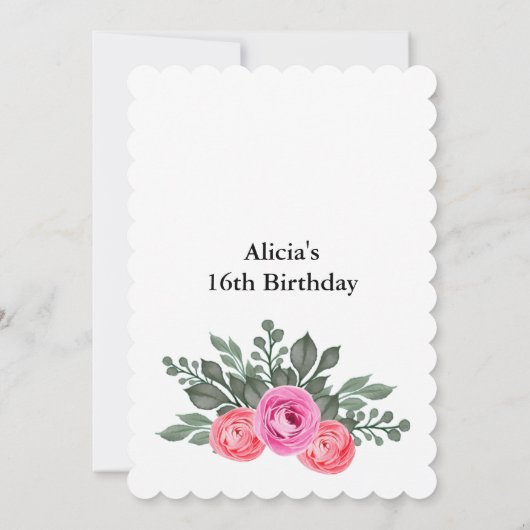 Invitation Rose rose roux Dusty Flora Vert Or doux 16 (Dos)