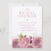 Invitation Rose rose Shimmer Fête des mariées florale (Devant)
