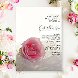 Invitation Rose rose sur Fête des mariées blanche