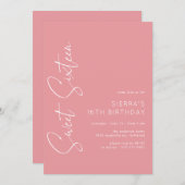 Invitation Rose rose Sweet sixteen fille Script 16e anniversa (Devant / Derrière)