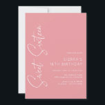 Invitation Rose rose Sweet sixteen fille Script 16e anniversa<br><div class="desc">Moderne doux 16 invitations avec une police manuscrite. Couleur rose pâle avec police blanche.</div>