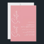 Invitation Rose rose Sweet sixteen fille Script 16e anniversa<br><div class="desc">Moderne doux 16 invitations avec une police manuscrite. Couleur rose pâle avec police blanche.</div>