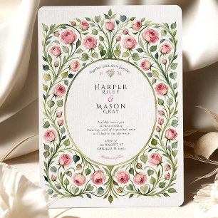 Invitation Rose rose verdoyante Jardin Vintage Mariage