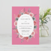 Invitation Rose Rose Vibrant Mariage Botanique (Debout devant)