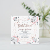 Invitation Rose rose victorien or Fête des mariées florale (Debout devant)