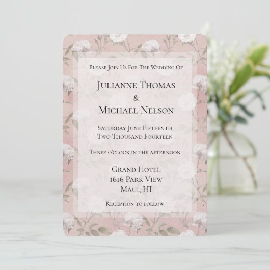 Invitation Rose rose vif blanc Floral romantique Mariage (Debout devant)