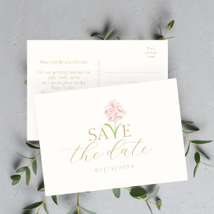 Invitation Rose rose vif et floral d'ivoire Enregistrer la da