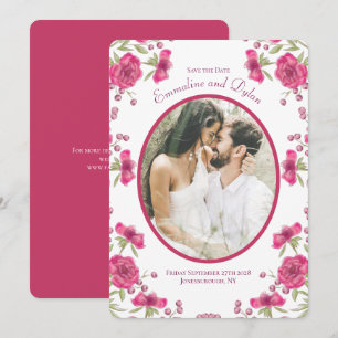 Invitation Rose rose vif mariage à retenir la date