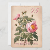 Invitation Rose rose vintage 75e anniversaire Fête 2 (Devant)