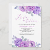 Invitation Rose rose violet Fête des mariées florale (Devant)