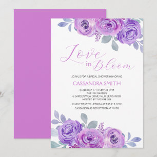 Invitation Rose rose violet Fête des mariées florale