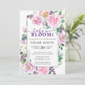 Invitation Rose rose violet Peony Floral bébé en fleurs (Debout devant)