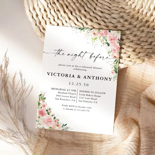 Invitation Rose Rose Vive Or La Nuit Avant L'Invitation