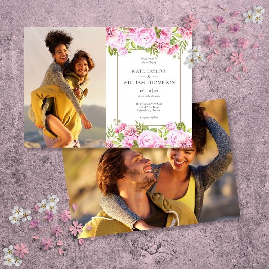 Invitation Rose Roses Floral Botanical Photos Mariage