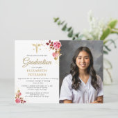 Invitation Rose Roses Gold Caduceus Infirmière Diplôme de l'é (Debout devant)