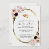 Invitation Rose Roses Gold Metallic Graduation Party (Devant / Derrière)