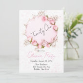 Invitation Rose Roses Wreath Chic 21e fête d'anniversaire (Debout devant)